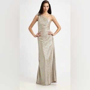Adrianna Papell Hailey formal silver golden dress size 6 women